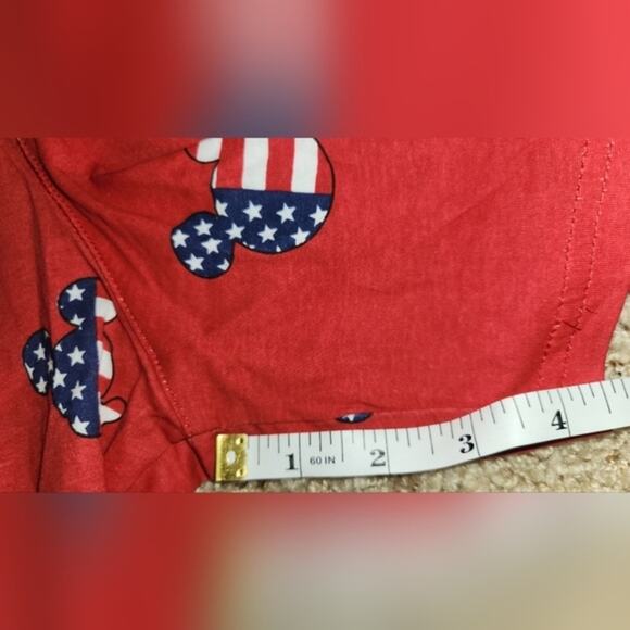 Disney Mickey Mouse Americana Pajama Romper Red  Button Front Hip Pockets Medium - Picture 10 of 10